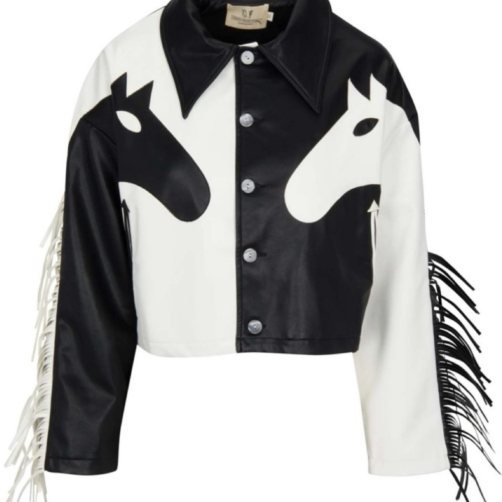 FBC Dueling Horses cropped pleather jacket